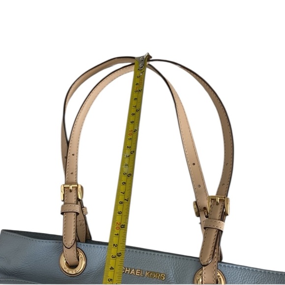 Michael KORS Pebble Leather LIGHT BLUE Gold Hardware TOTE SHOULDER PURSE BAG - Picture 4 of 6